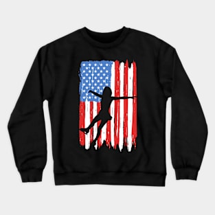 American Flag Ice Skating Graphic Crewneck Sweatshirt